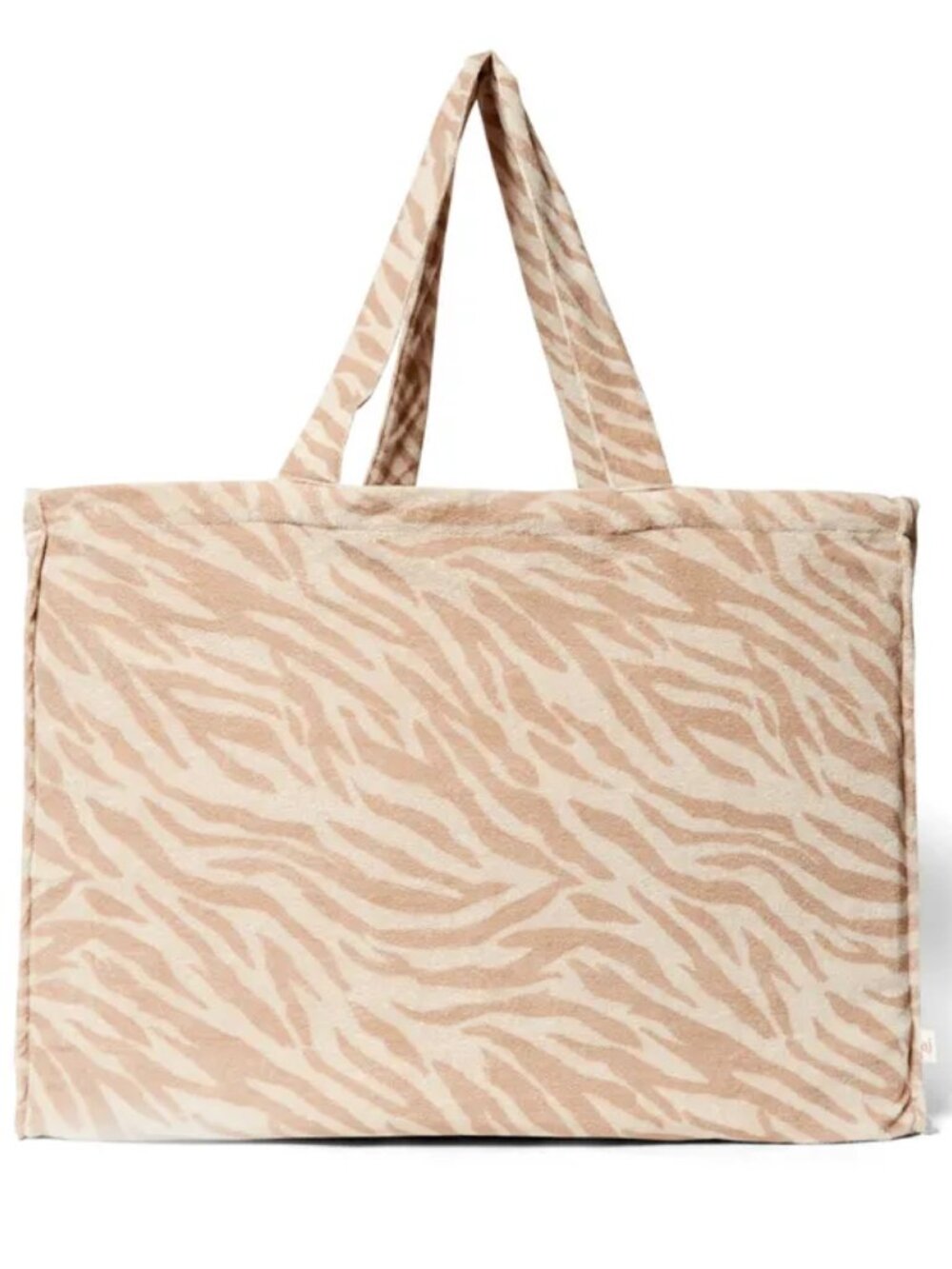 ARAMINTA JAMES Tiger Terry Cloth Tote Bag in Beige Large Summer Tote